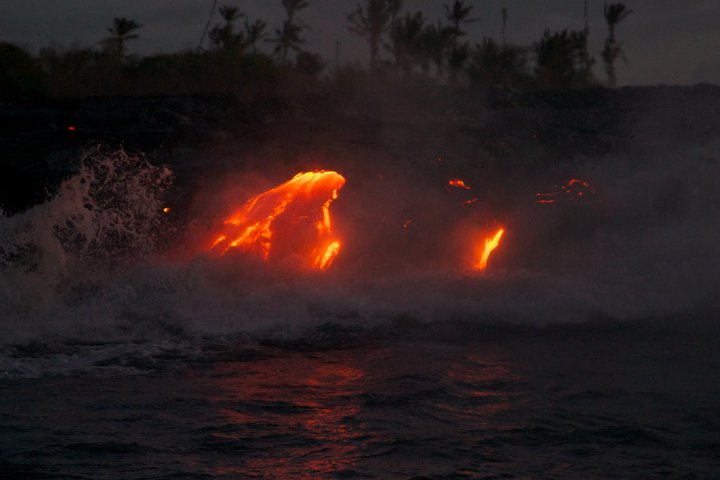 Lava viewing boat trips, Big Island, Hawaii