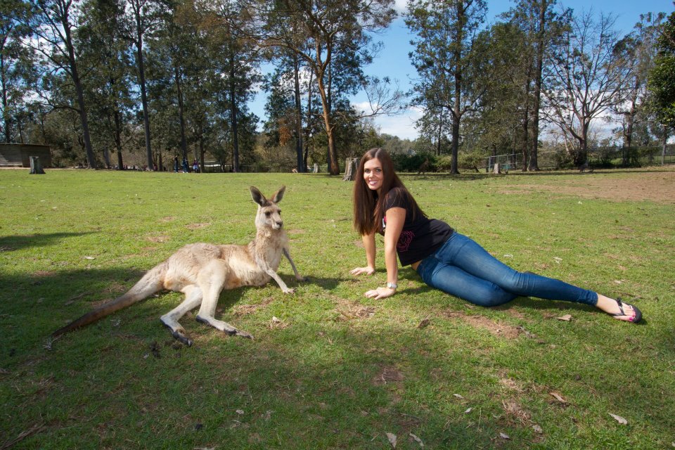 posing with kangaroo