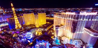 Las Vegas strip aerial view