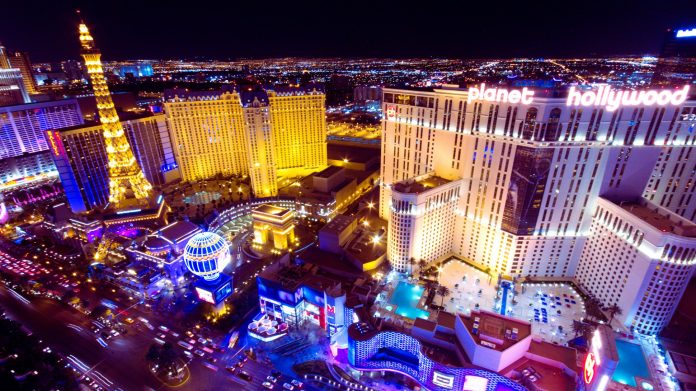 Las Vegas strip aerial view